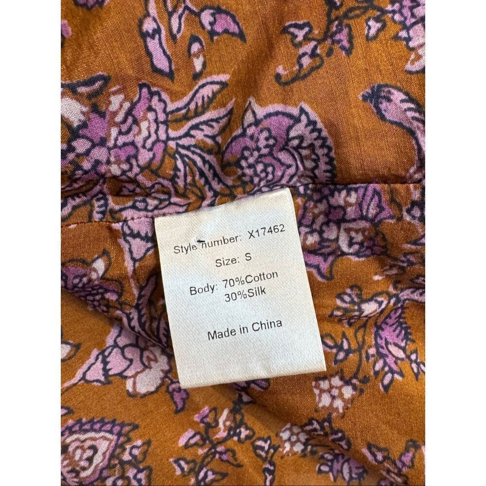 Xirena Lea Dress Small Golden Clover Floral Silk Cotton Peasant Mini Boho Tiered - Picture 7 of 7